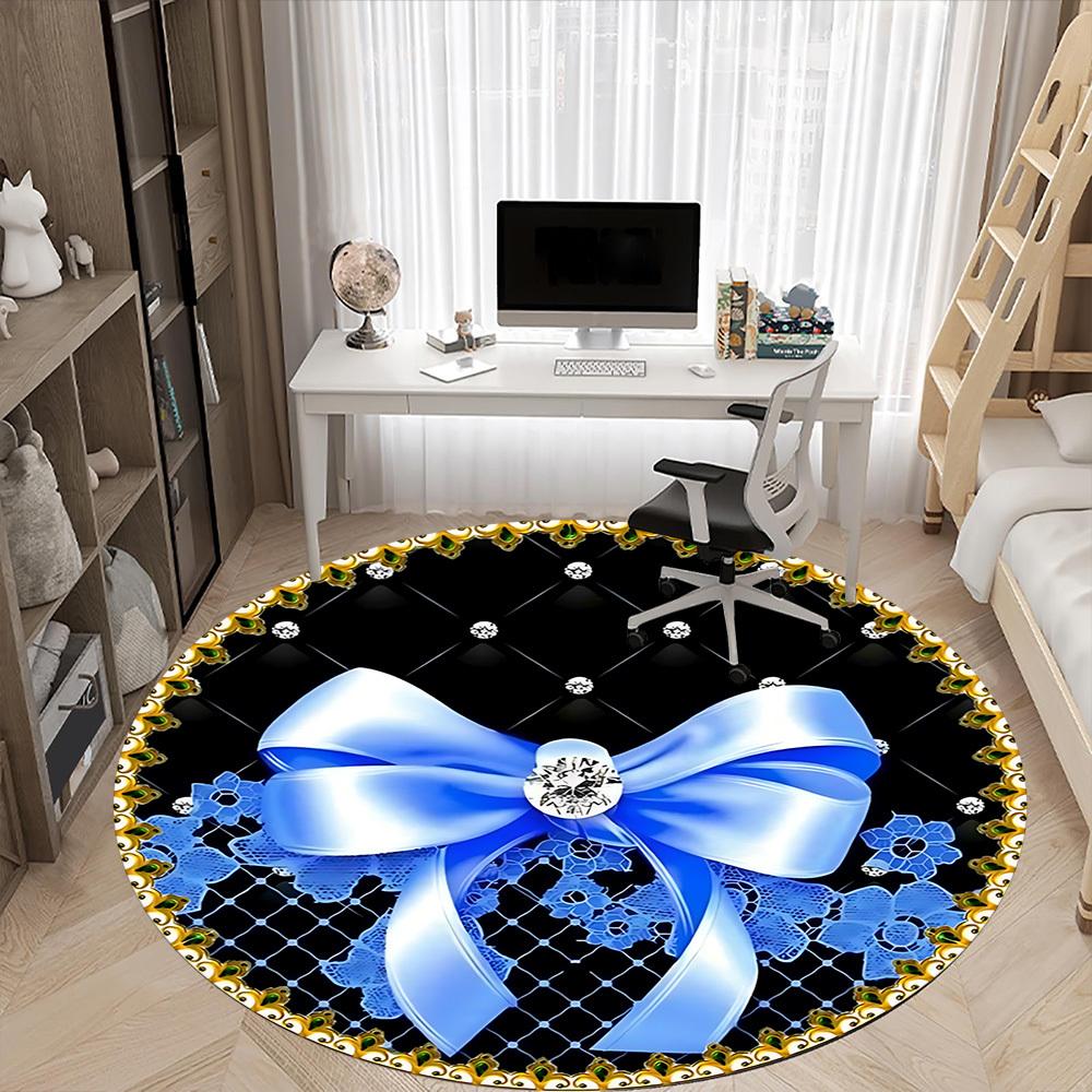 1pc Elegant BowChair Carpet for Office, Indoor Non-Slip Washable Polyester Fiber Carpet, Mat For Office, Machine Washable
