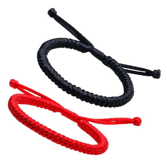 Braccialetti di Corda Intrecciata Fatti a Mano Regolabili Rosso/Nero Braccialetto di Corda Intrecciata Amuleto Portafortuna Accessorio per Donne Ragazze