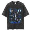 Men's Women's Vintage Washed Cotton T Shirt Streetwear Anime Solo Leveling Graphic Print Tops Loose Short Sleeve Tees