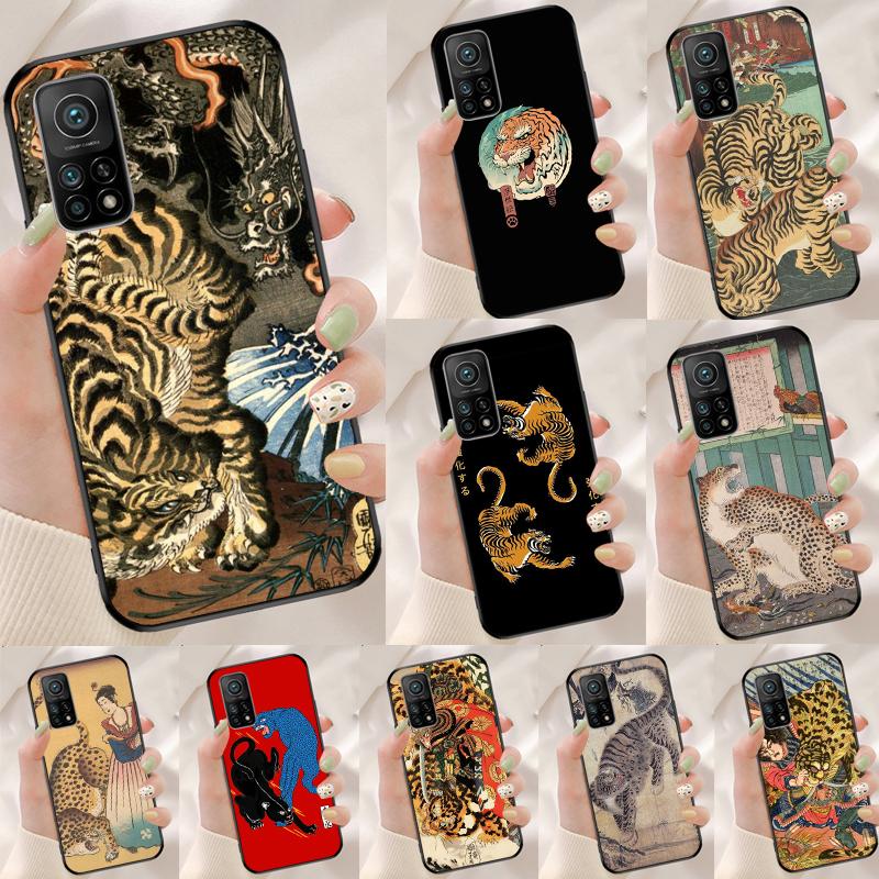Japanese ukiyo-e Art Panther Tiger Cover For Xiaomi 14 Ultra 15 13 11T 12T 13T 14T Pro POCO X7 Pro X3 X5 X6 M6 F5 F6 Pro Case