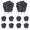 Round Rocker Switch Red Light Illuminated On Off 3 Pin 2 Position Mini Rocker Switch 125V 10A 250V 6A KCD1 Small Circle Toggle Switches For RV Car