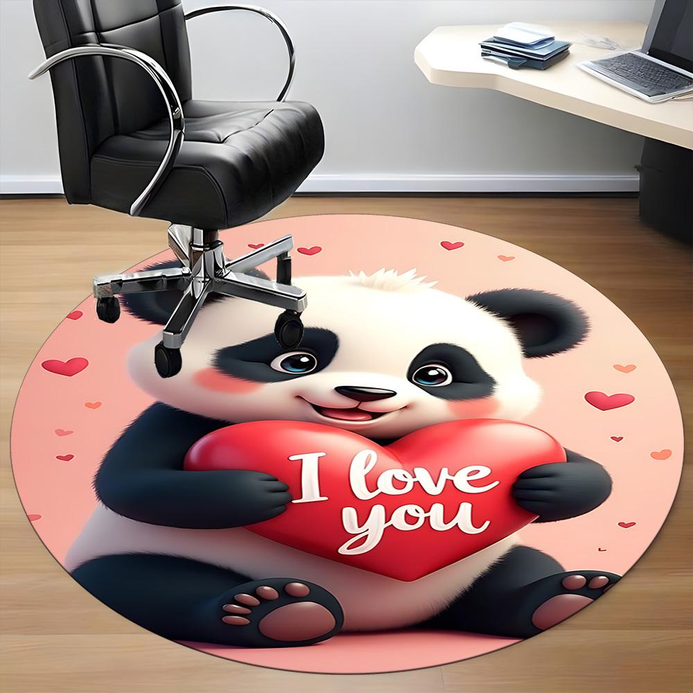 1PC Panda Heart Office Round Area Rug, Indoor Mat Suitable ForOffice, Under Office Chairs Bedroom Living Room Home Decor, Room Deco, f024