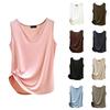 Yaz V Yaka Askılı Kadın Slim Fit Kolsuz Atlet Düz Renk Üst