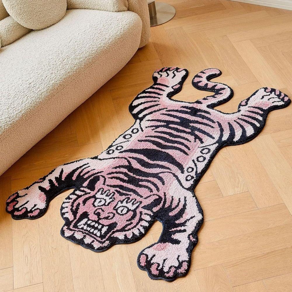 Imitation Cashmere Tiger Area Rug 2D Cartoon Carpet Cute Home Decor Carpet  Living Rooms