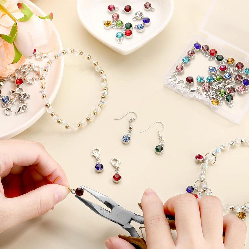 20/50/100pcs Jewelry Pendant Birthstone Earrings Flower Shining Pendant Bracelet Shining Birthstone Enamel Jewelry Earring Accessories