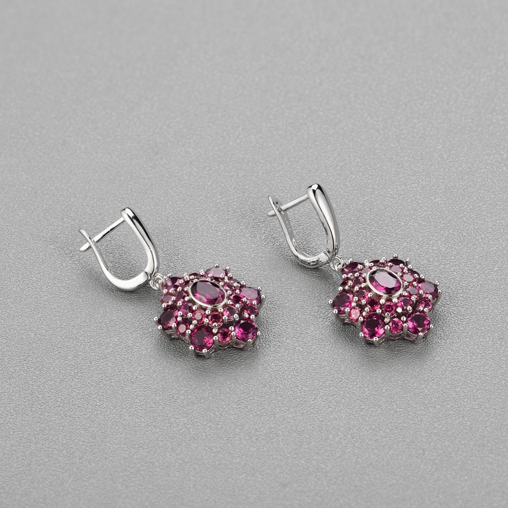 Elegant Design Rhodolite Garnet Women's Earrings 925 Sterling Silver Light Luxury Gemstone Fine Jewelry Anniversary Gift