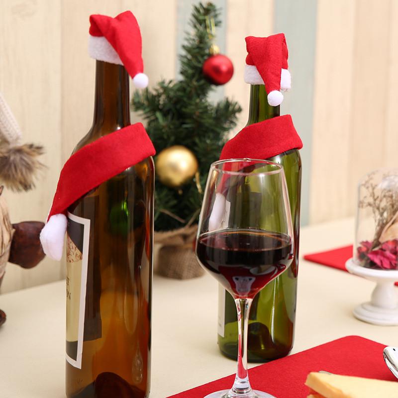 Christmas Bottle Decoration With Nonwoven Fabric Scarf And Hat For Holiday Home Decor