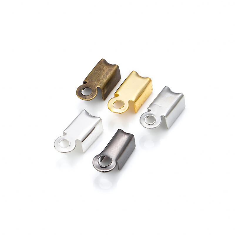 200 pièces/Lot Cosses à Sertir Fermoirs Capuchons d'Extrémité de Cordon Embouts pour Cordon Bandelette Cuir Pliables Pour Fabrication de Bijoux Connecteurs de Collier DIY