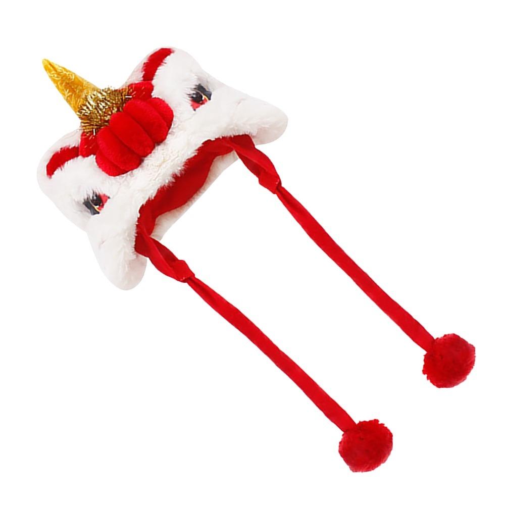 Adjustable Dog Lion Dance Hat Warm Celebration Pet Hat Chinese Style Pet Lion Hat  Pet Photoshoot