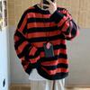 Pull rayé décontracté à la mode pour hommes, pull ample à col rond en tricot pour Couple, automne et hiver
