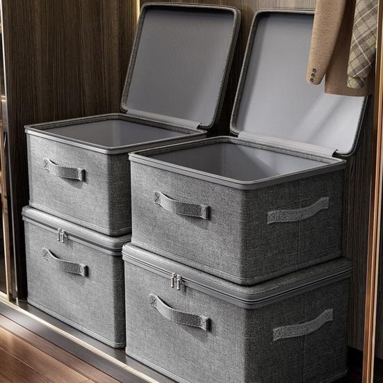 Scatola portaoggetti pieghevole in tessuto, contenitore cubico con coperchio con cerniera, impilabile, organizer per armadio per vestiti, biancheria da letto, giocattoli, coperte