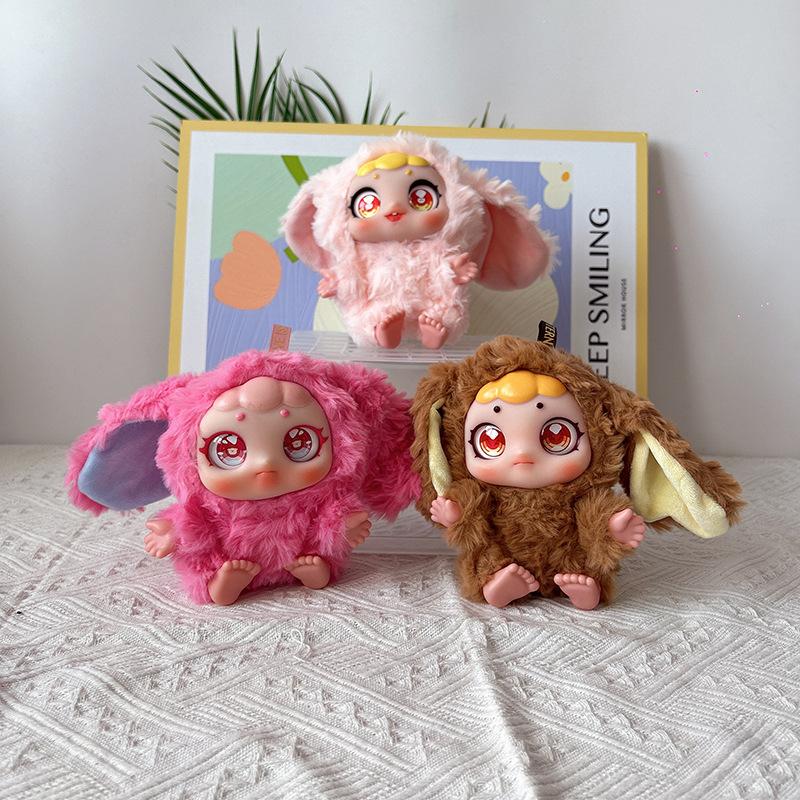 Klistret ris serie plysfigur blind boks kreativ sød dukke tide play gave nøglering taske vedhæng
