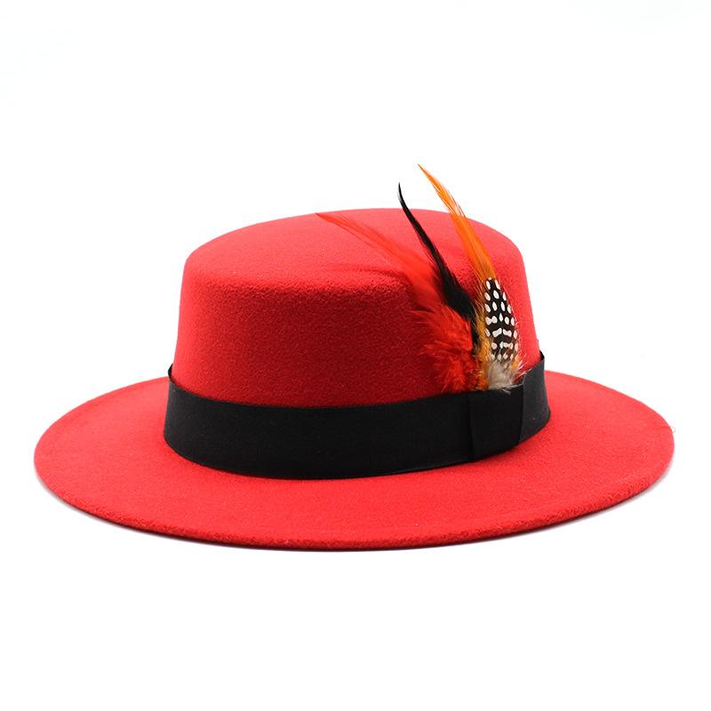 Hüte für männliche und weibliche Paare Britischer Klassiker Retro Wollener Flachhut Hut mit großer Krempe Filzhut