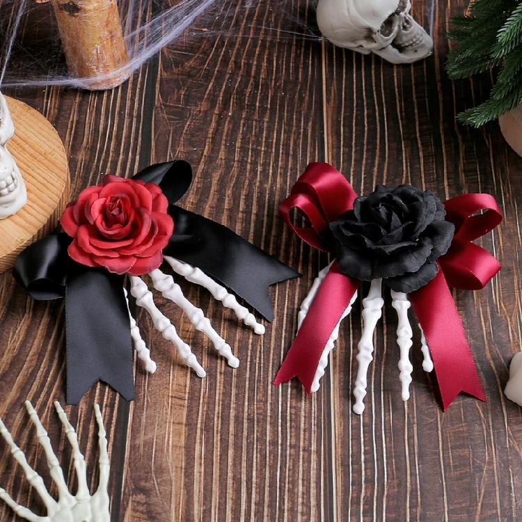 1pc Ghostly Skeleton Hand Side Hairpin Lightweight Plastic Hairpin Rose Bows Fashion Accessories Costume Essential