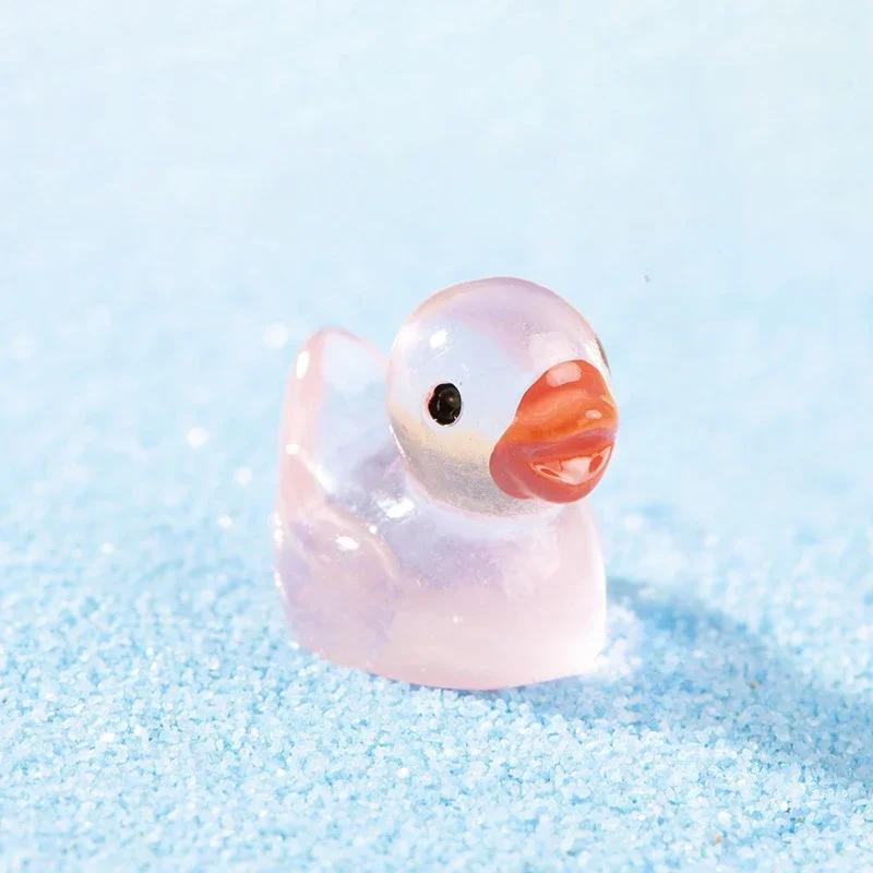 5-20pcs Luminous Micro Landscape Duck Ornaments Handcrafts Small Cute Mini Resin Yellow Duck DIY Resin Dollhouse Decoration