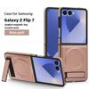 High Quality Buiness Sle Bla Leather Slotted Stand Phone Case for Samsung Z Flip 7 6 5 4 3 Magnetic Wireless Charging Back Cover