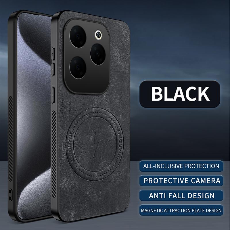 For Infinix Hot 40 Pro/Infinix Hot 40i Case Simple Stylish Magnetic Suction Luxury PU Leather Skin-friendly Anti-drop Cover