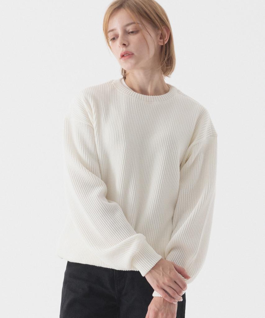 PIANER Comfortable Oversized Crew Neck Knit (Ivory)
