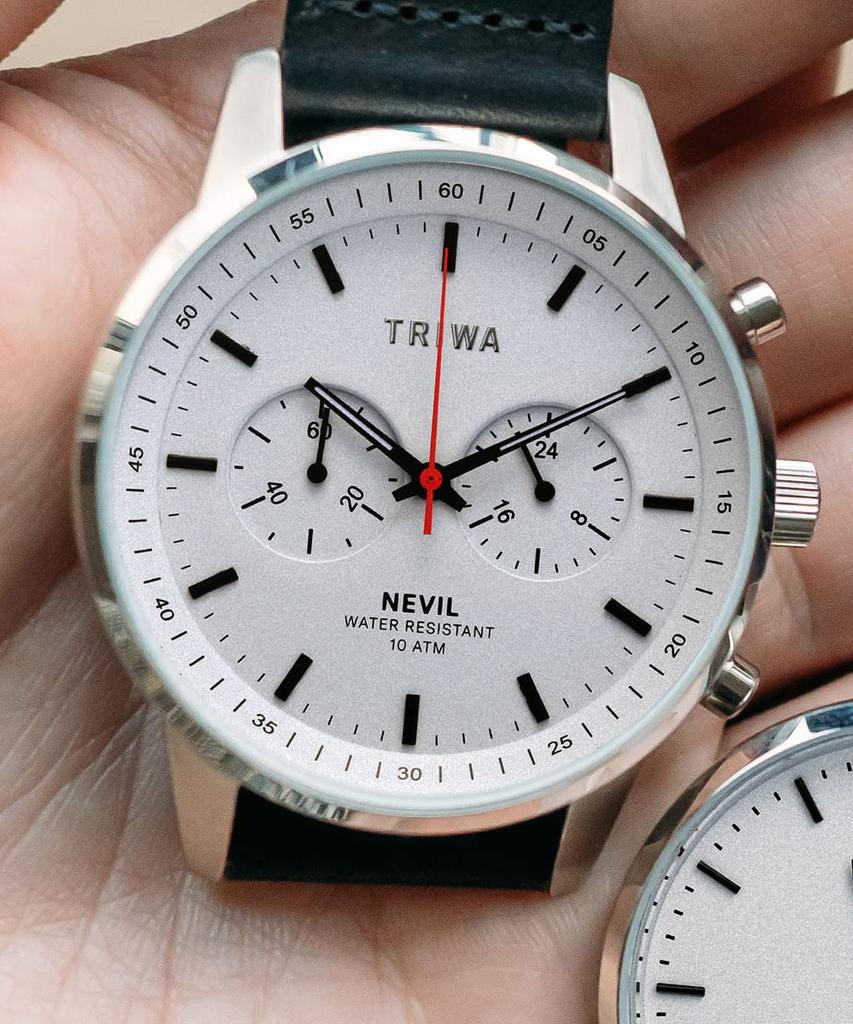 2 Black Calfskin Canvas Graphic Japan Official Swedish Nordic Includes 2 White Dial TRIWA/Triwa Men's & Women's (Unisex) Watch, Straps, Chronograph, &