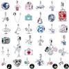 925 Silver Airplane Passport Travel Suitcase Charm Beads Pendant DIY Bracelet Women Fashion Jewelry Gift
