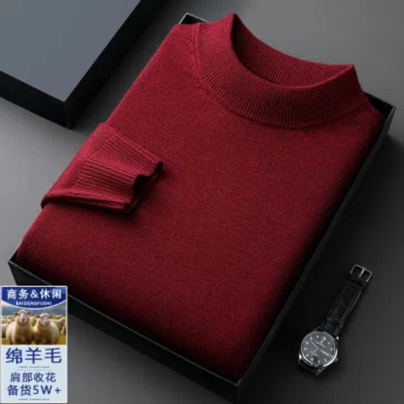 Smart Casual Autumn Winter Sweaters New Men Solid Mock Neck Simplicity Fashion Business Long Sleeve Loose Pullovers Knitted Top