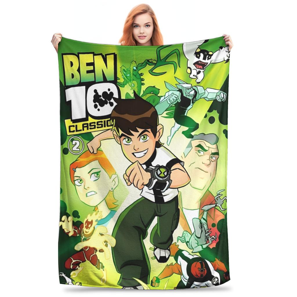 Ben 10 Alien Ben Tennyson Omnitrix Game Blanket Flannel Throw Blanket Summer Air Conditioning Decoration Soft Warm Bedsprea,