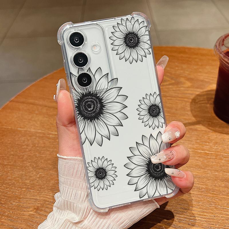 Blumenmuster Handyhülle Für Samsung Galaxy A57 A37 A17 A56 A16 A55 A36 A26 A15 A35 A54 A53 Transparente Stoßfeste Weiche Abdeckung