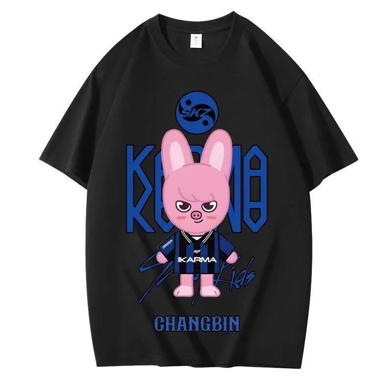 KPOP KARMA HYUNJIN Imprimat cu Desene Animate Super Mare Casual Drăguț Modă Tricou Femei Modă Coreeană Fani Tricou Bumbac Harajuku Top