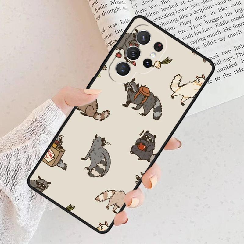 Süße Waschbär Weiche Rückseite Handyhülle Für Samsung Galaxy S25 S23 S30 S8 S21 S20 FE S24 S22 Note 10 20 S8 Plus lite Ultra