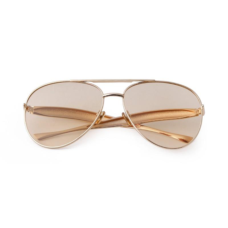 Fashion Oversized Pilot Sunglasses for Women Men 70s Trendy Metal Streamline Arms Aviation Sun Glasses Champagne