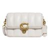Studio 23 Solid Color Quilted Minimalist C Buckle Flap Leather Messenger Bag Women Bags White C7725-B4HA
