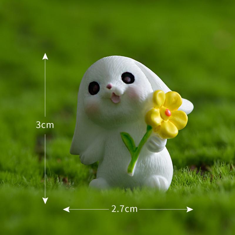 Whimsical Resin White Rabbit Figurine Perfect For Diy Micro Landscape Decor