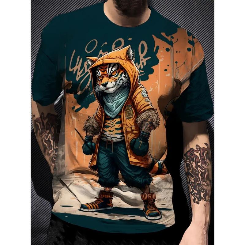 Camiseta Divertida con Estampado de Pato de Dibujos Animados para Hombre Casual Verano Manga Corta Pullover Moda Camisetas Ropa Oversize para Hombre al Aire Libre