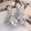 Huitan Eternity Wedding Earrings for Women Brilliant Crystal Pear Cubic Zirconia Anniversary Love Gift Luxury Wholesale