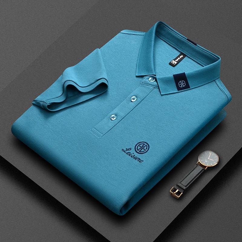 Trend Hub Nové Pánské Tričko s Krátkým Rukávem High-end Vyšívaná Polokošile s Límcem Nadměrná Velikost Paul Tenký Top pro Muže