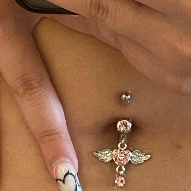 Leuke Roze Kristal Navel Ringen Chirurgisch Staal Navelpiercing Navel Nombril Piercing Buik Ring Sexy Hart Vrouwen Lichaam Sieraden