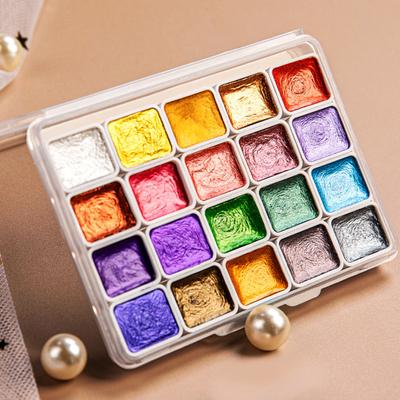 1 Box 1ML Watercolor Paint Metallic Glitter Watercolor Pigment Portable Vibrant Solid Paint Box for Artists