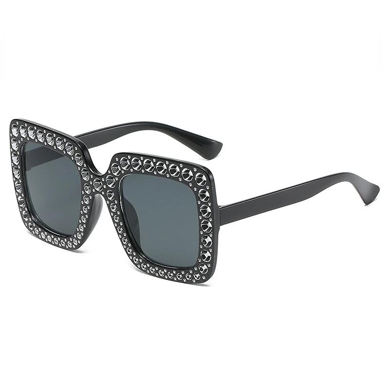Crystal Square Diamond Sunglasses Women Oversized Rhinestones Sun Glasses Female Mirror Fashion Purple Blue Shades Eyeglasses