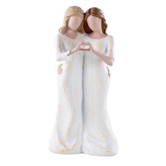 Mother Daughter Figurine Resin Hugging Mother And Daughter Statue Hand-Painted Sculpture for Home Decor Mother's Day Birthday Gifts