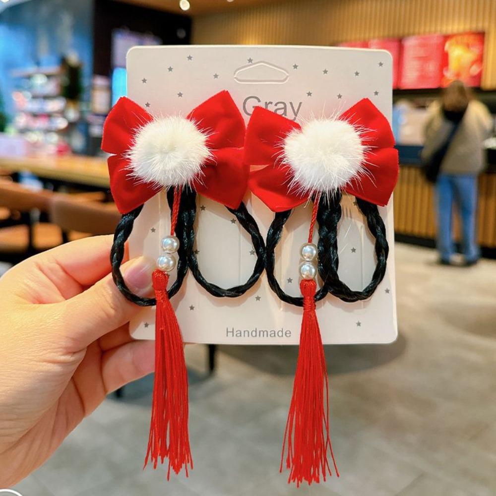 Ancient Style Children's New Year Hairpin Red Girls Hanfu Headwear Hair Accessories