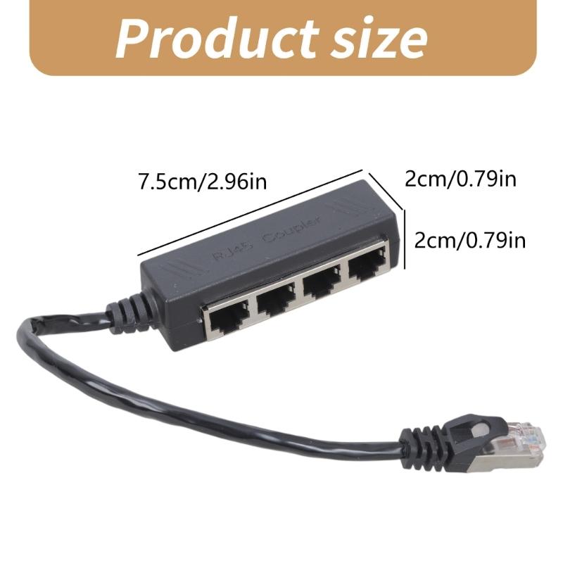 4 Port RJ45 Networking Splitter Adapter 4 Way LAN Cable Extender for Multiple Device Connection