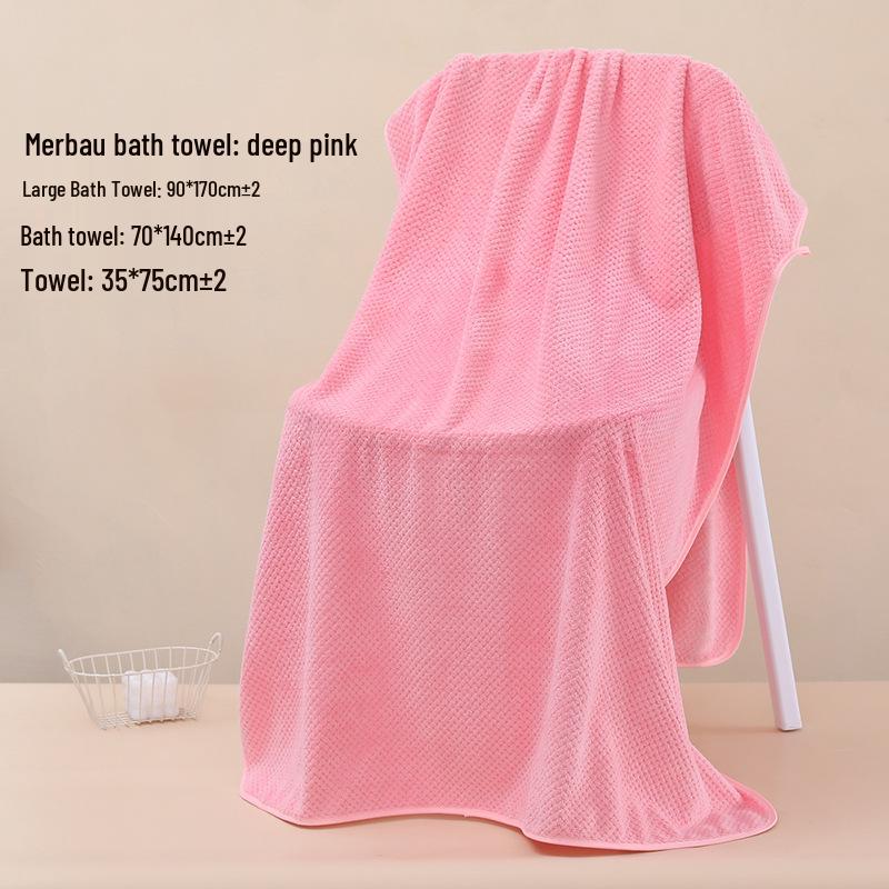 Prosop Mare de Baie din Fleece de Corali cu Uscare Rapidă: Design absorbant, îngroșat cu model grilă ananas pentru plajă, piscină sau salon de înfrumusețare.