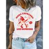 T-shirt con Stampa 'Più Espresso Meno Depresso' - Tazza da Caffè Cartoon