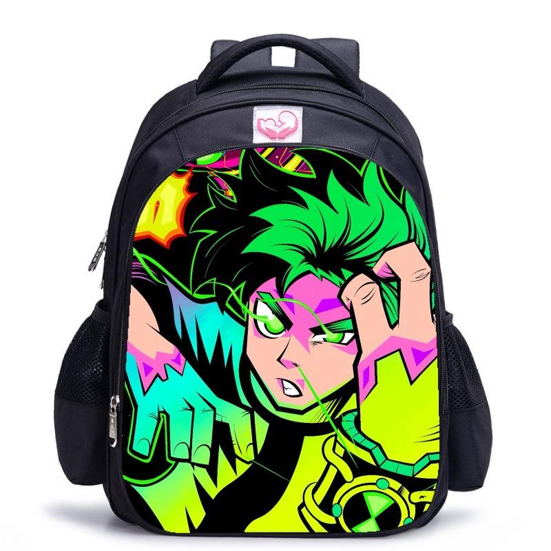 Ben10 Teen Hacker Classic Black School Bag Boys Reduce Burden Ridge School Bag Elementary School Students Daily School Backpack