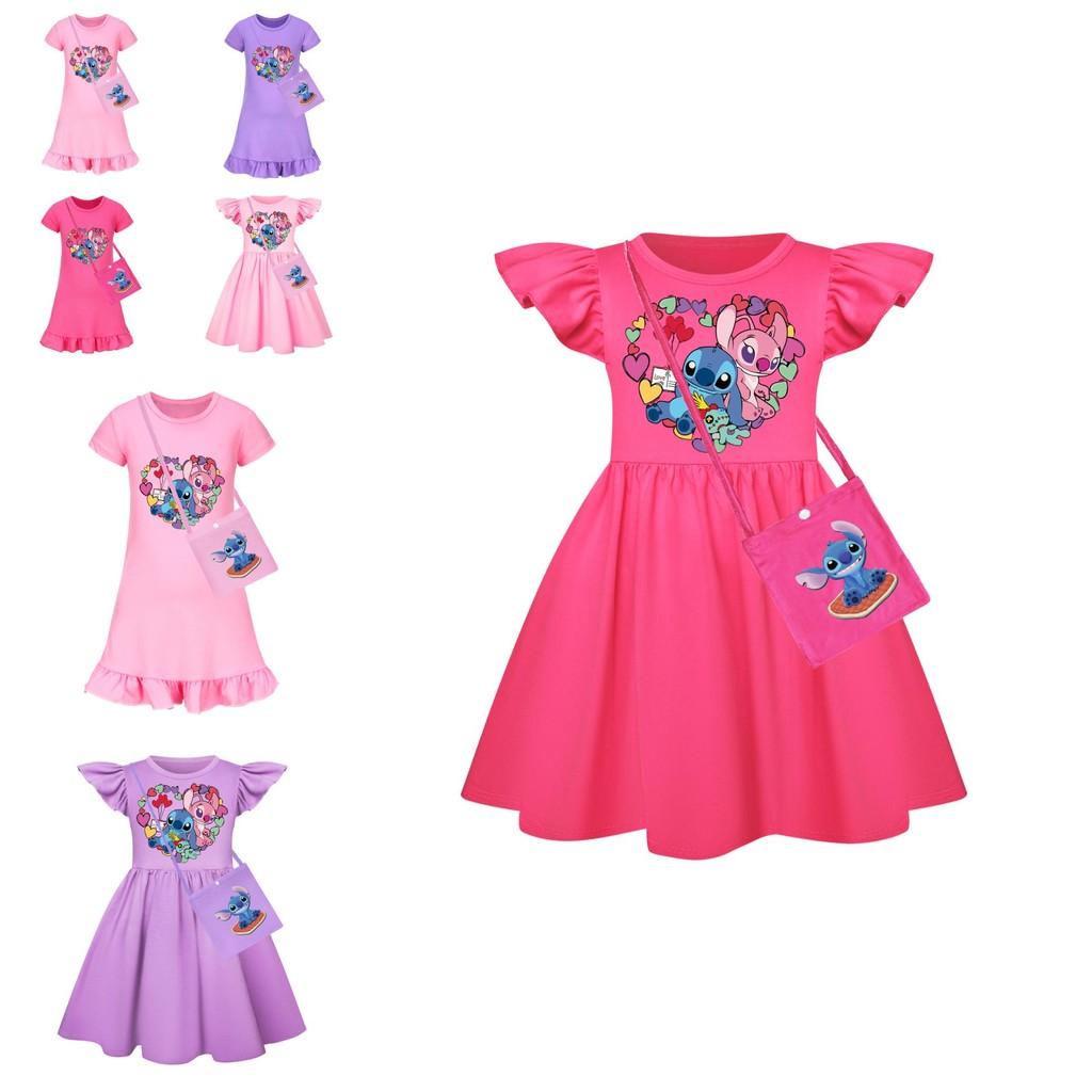 Stitch Mädchen Kurzarm Nachthemdkleid Aus Kunstbaumwollstoff Für Kinder