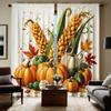 Set Of 2 Hd Autumn Harvest Festival Wheat Pumpkin Maple Leaf Red Decorative Curtain Yellow Tie Digital Printed Home Decor Polyester