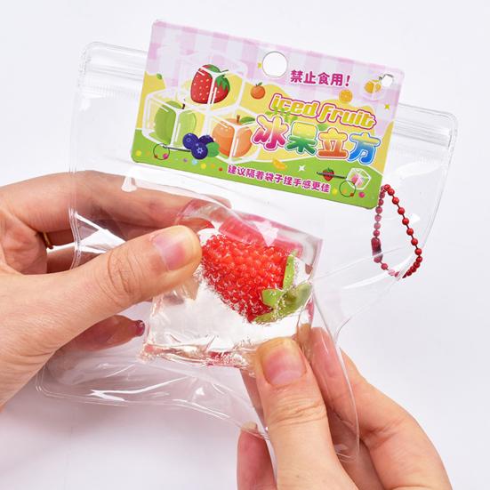Crystal Ice Jelly Squeeze Toy TPR  Soft Fruit Stress Reliever Mud Texture Fidget Sensory Toy for Party Game Relaxation Tool