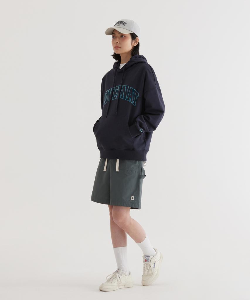 Arch Logo Drop Fit Hoodie Dark Navy