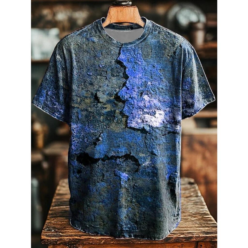 Retro Heren T-shirt Kunst Abstract Geometrisch Retro Print Casual Korte Mouw T-shirts Strandvakantie Mode Losse Herenkleding