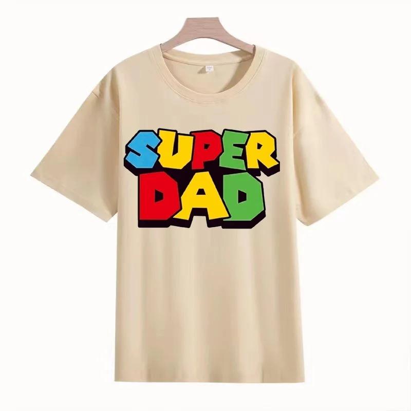 T-shirt d'été en coton Super Dad T-shirt pour homme Super Dad Cadeau de fête des pères Tenue de couple en famille T-shirt d'amour T-shirts pour hommes